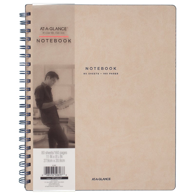 AT-A-GLANCE Notebook, Twinwire, Ruled, 80 Sheets, 11 x 8-1/4", Collection, Tan/Blue (YP14307) - Image 2